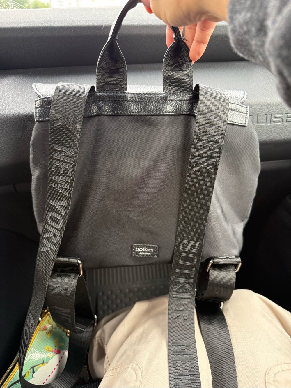Botkier Mini Nylon Black Backpack with Branded Webbing Straps